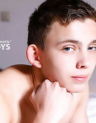 Playful twink Makary strips off revealing his...