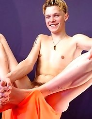 Skinny twink Algis gets naked and shows his...